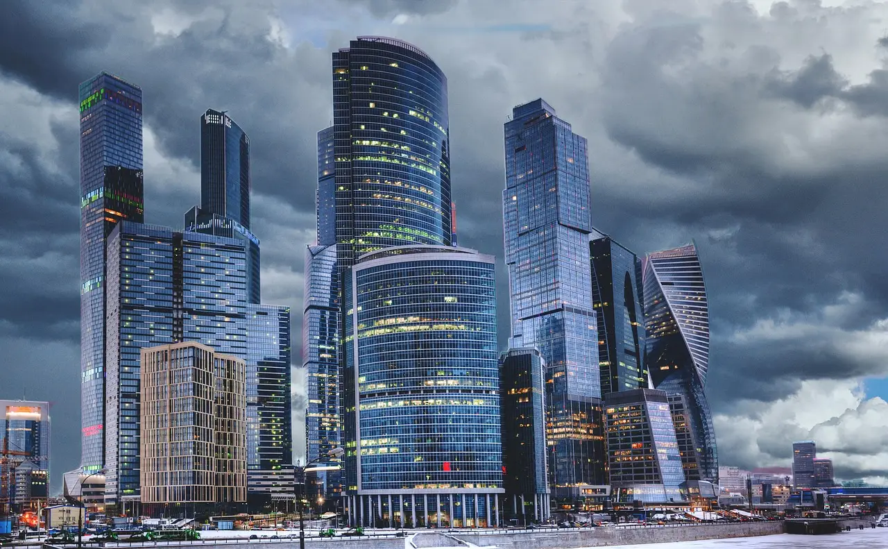 city, street, architecture, business, skyscrapers, nature, building, paris, capital, office, sky, window, tower, lights, metro, glass, crosswalk, marble, evening