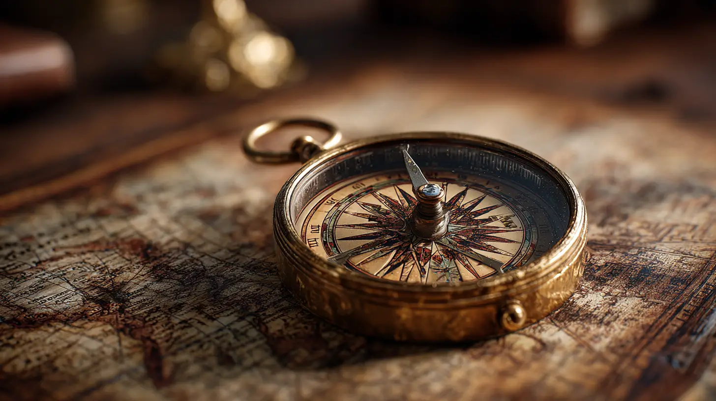 shintarw a vintage brass compass resting on a weathered map s 314266c5 7d46 470a a22a 0c65e35328e0 3